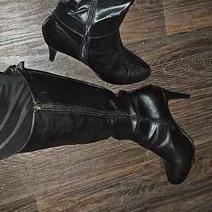 LANE BRYANT BLACK SPIKE HEELED KNEE BOOTS SIZE 11W